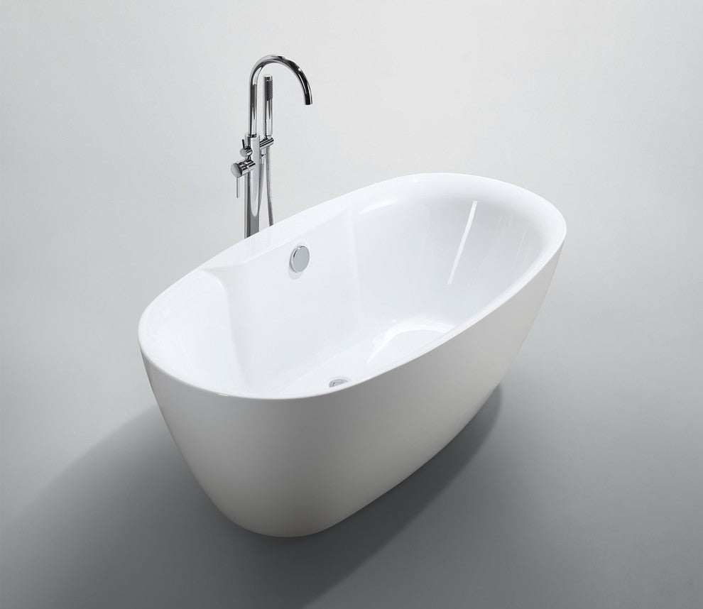 Pisa 63" Freestanding Bathtub, Glossy White