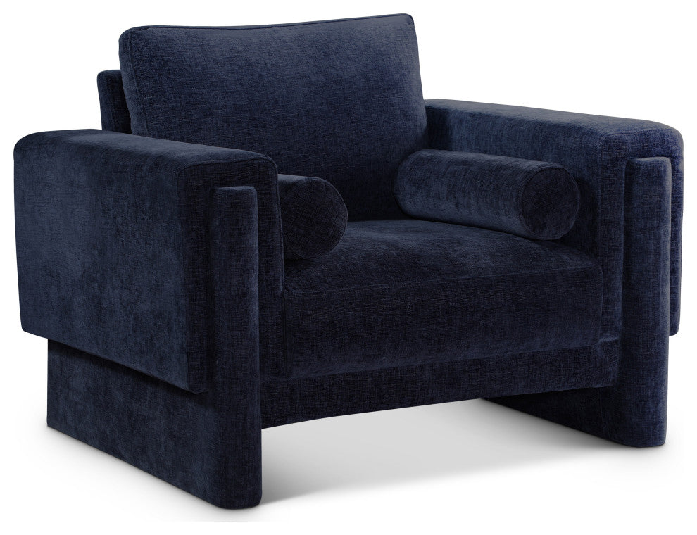 Madeline Chenille Fabric Upholstered Chair, Navy, Chair