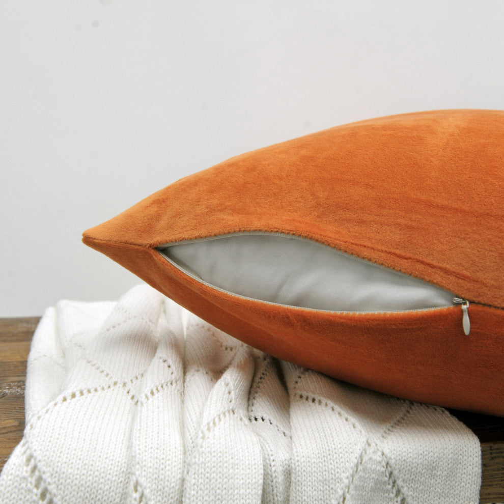 Supersoft Throw Pillow Cover 4 Piece Set, Burnt Orange