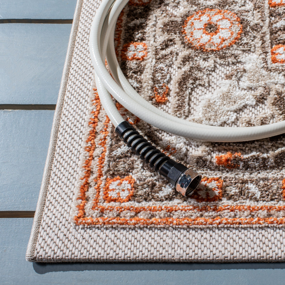 Safavieh Indoor-Outdoor Cabana Collection, CBN680 Rug, Beige/Orange, 5'5"x7'7"