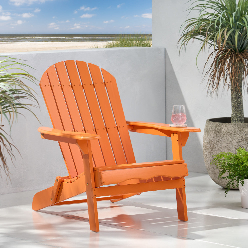 Cartagena Outdoor Acacia Wood Adirondack Chair, Tangerine