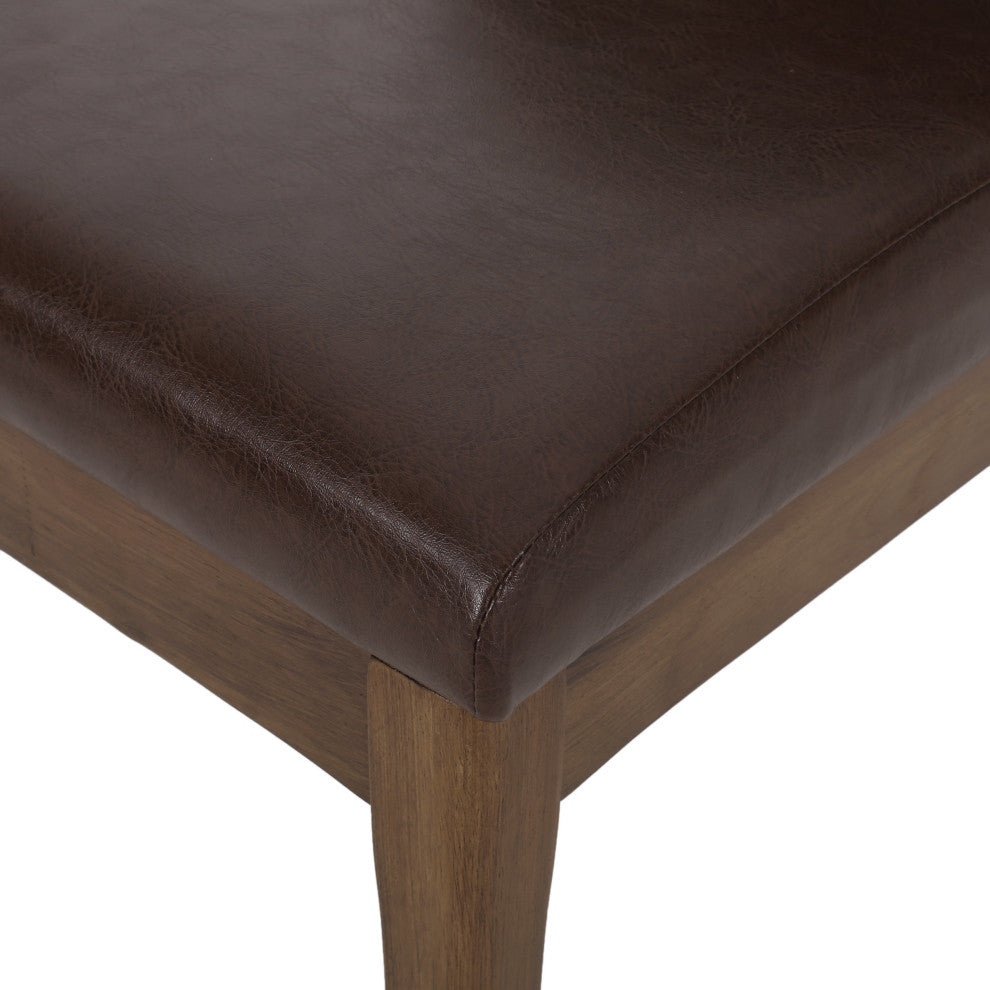 Oceanna Mid Century Modern Dining Chairs, Set of 2, Dark Brown + Natural Walnut, Pu
