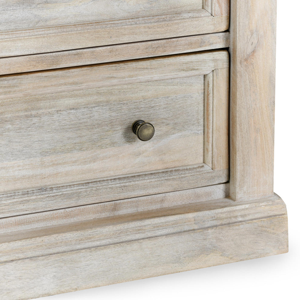 Adelaide Three-Door Mango Wood Nightstand, Whitewash