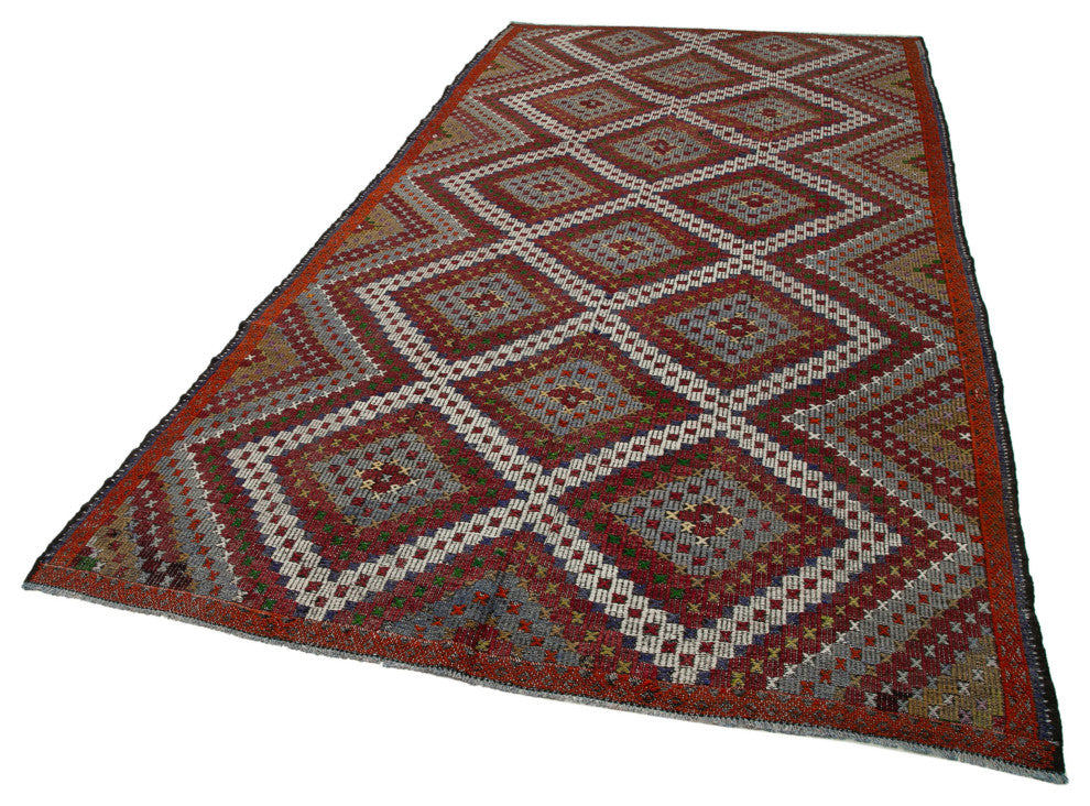 Rug N Carpet - Handmade Oriental 6' 0'' x 11' 4'' Contemporary Wool Kilim Rug