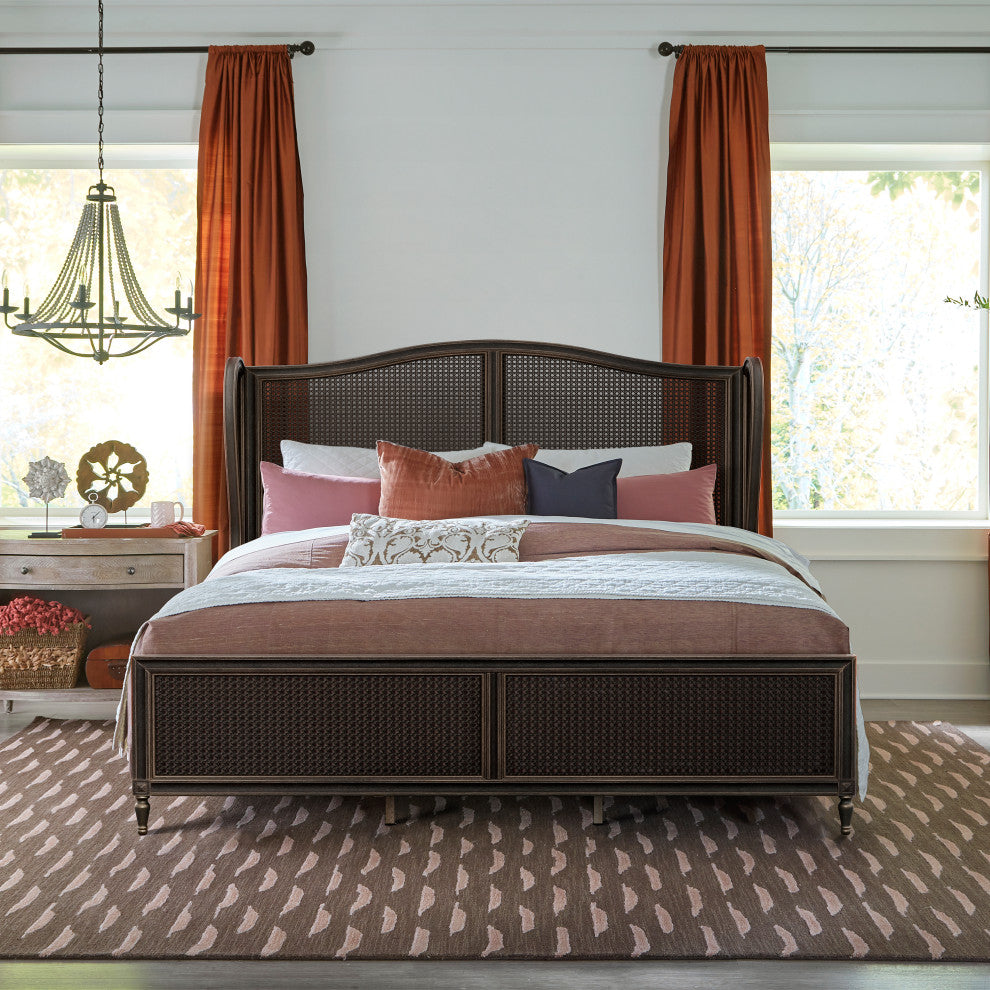 Hillsdale Sausalito Wood Cane Bed, Oiled Bronze, King Bed