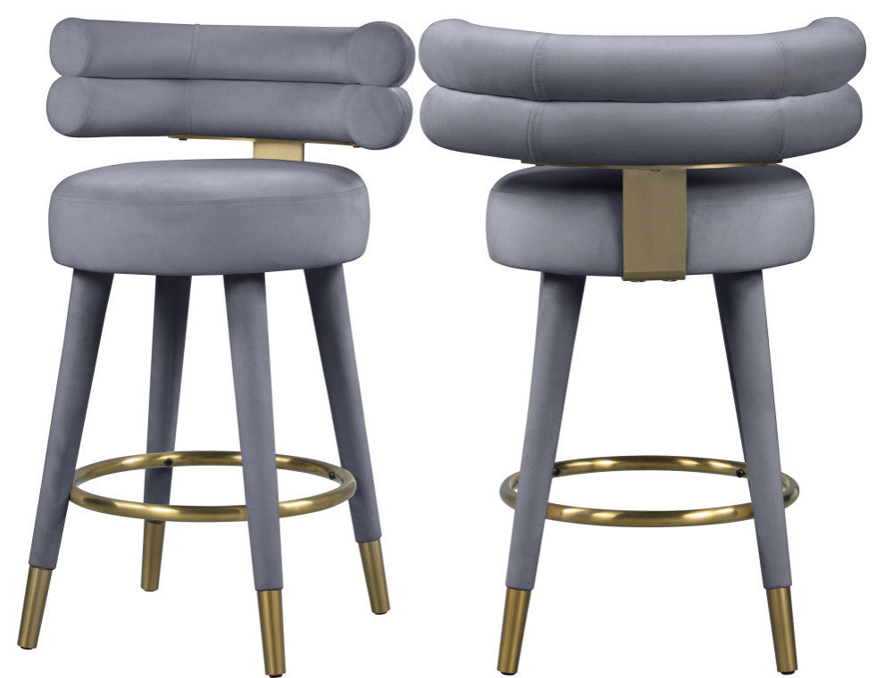 Fitzroy Velvet Upholstered Counter Height Stool (Set of 2)