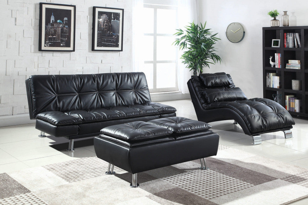 Upholstered Sofa Bed with Tufted Back, Black