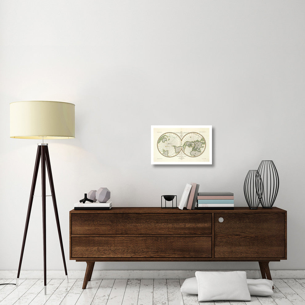 "Karte Der Magnetischen Meridiane und Parallel-Kreise, 1840" Paper Art, 24"x15"