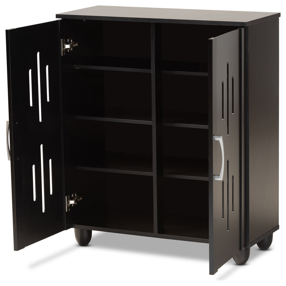 Renley Espresso Brown Finished Wood 2-Door Shoe Storage Cabinet