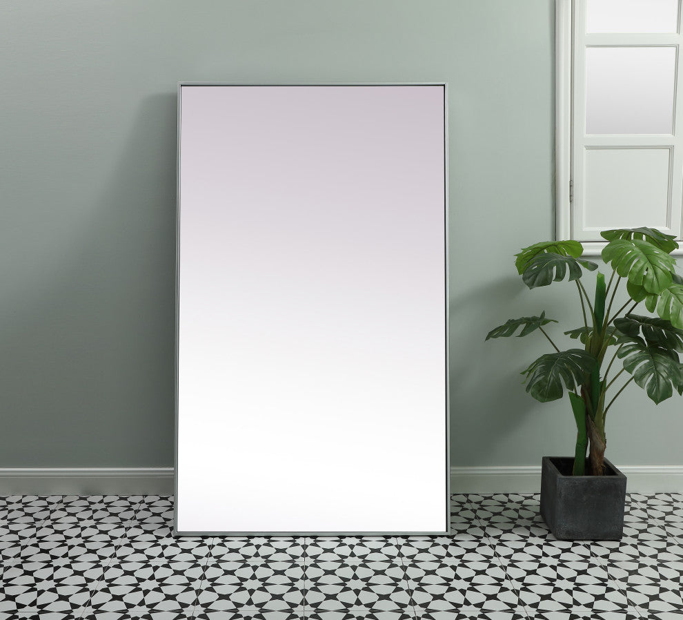 Metal Frame Rectangle Full Length Mirror 36X60 Inch, Silver