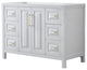 48" Single Bath Vanity, White, No Countertop, No Sink, Gold Trim