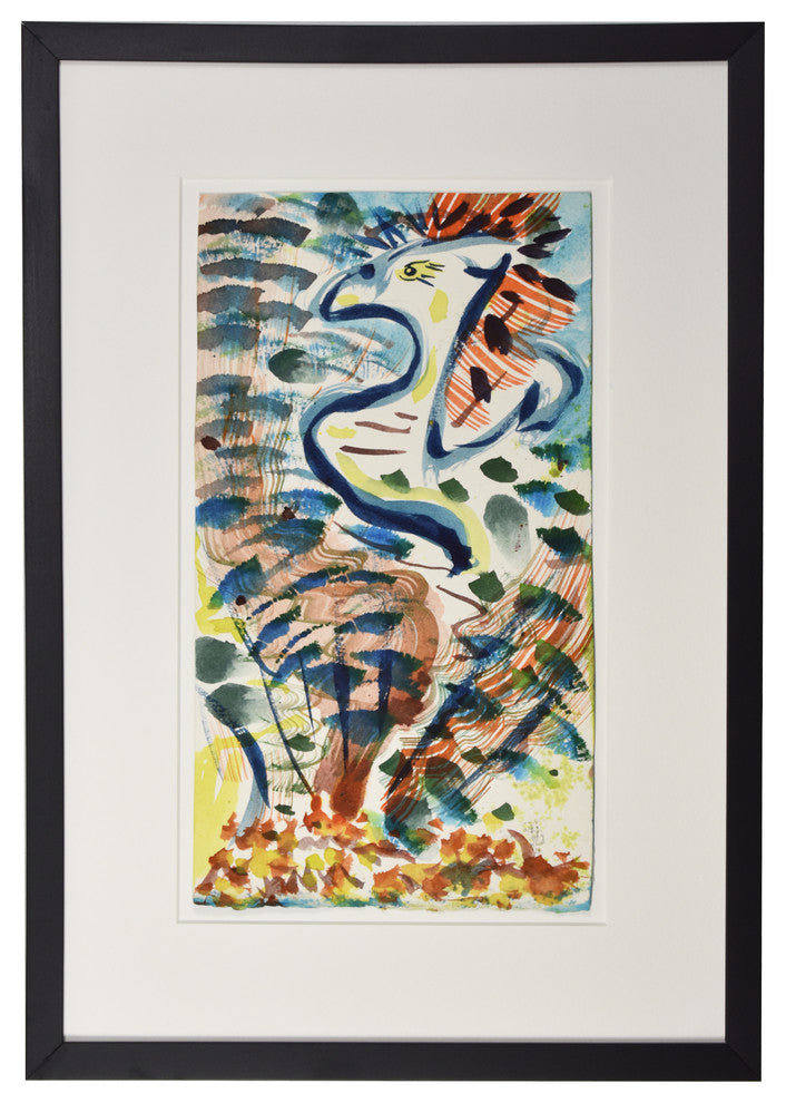 Original Abstract Watercolor Painting, "Abstract Bird," By Henry Brown