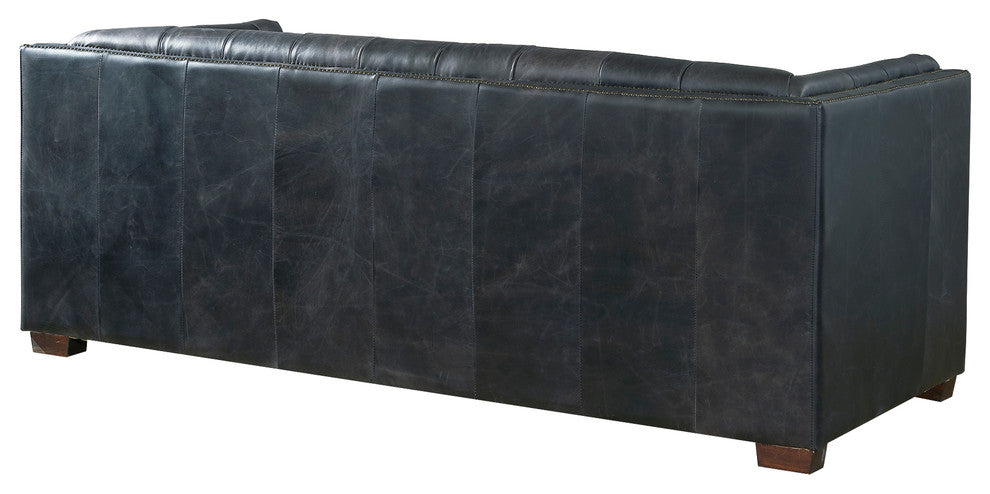 Top Grain Vintage Leather Tuxedo Sofa, Slate