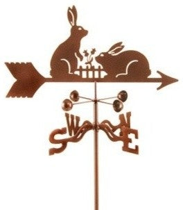 Rabbits With Fence Weathervane With Garden Mount