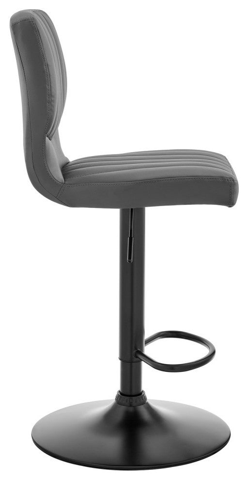 Bardot Adjustable Faux Leather Swivel Bar Stool, Gray