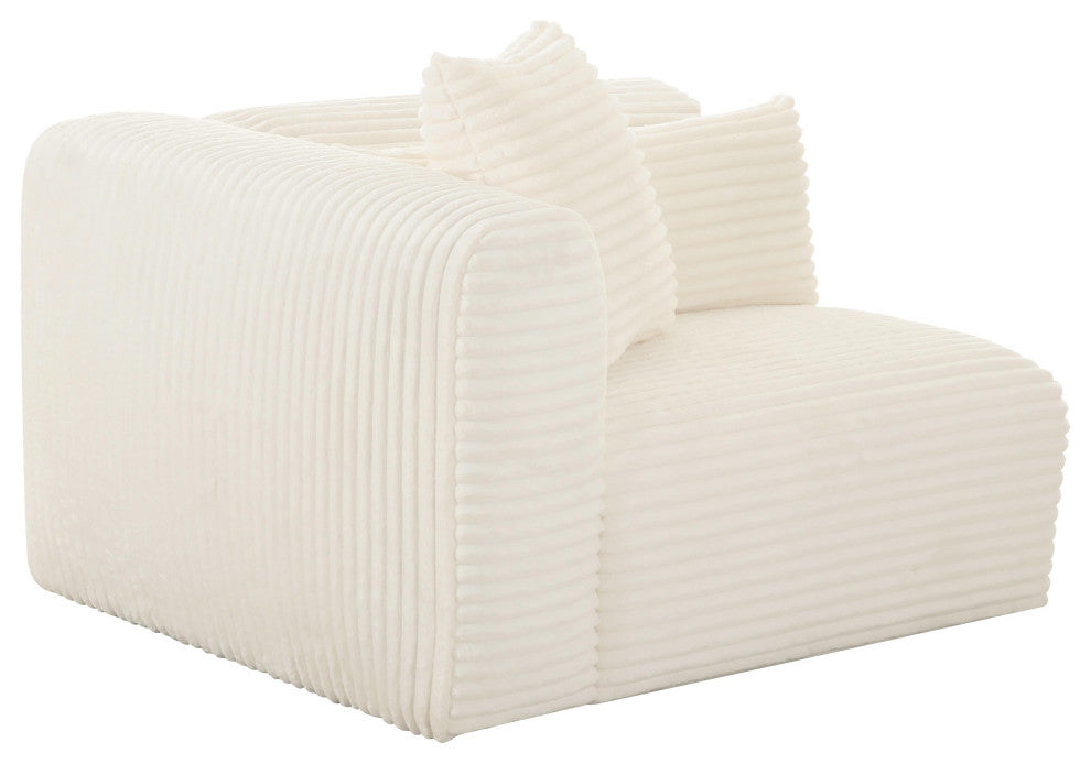 Tarra Fluffy Oversized Cream Corduroy Modular LAF Corner Chair - Cream