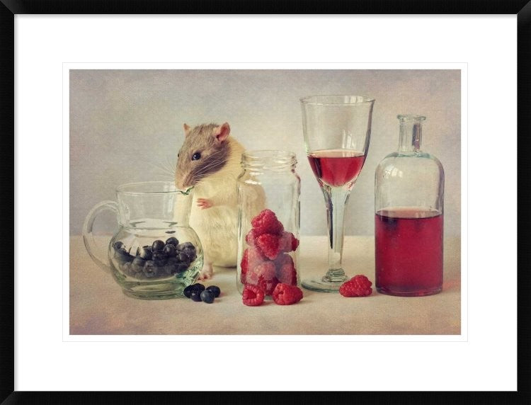 "Snoozy Loves To Eat" Framed Digital Print by Ellen Van Deelen, 30x22"