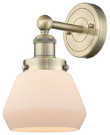 Fulton 1-Light 7" Sconce, Antique Brass Finish, Matte White Shade