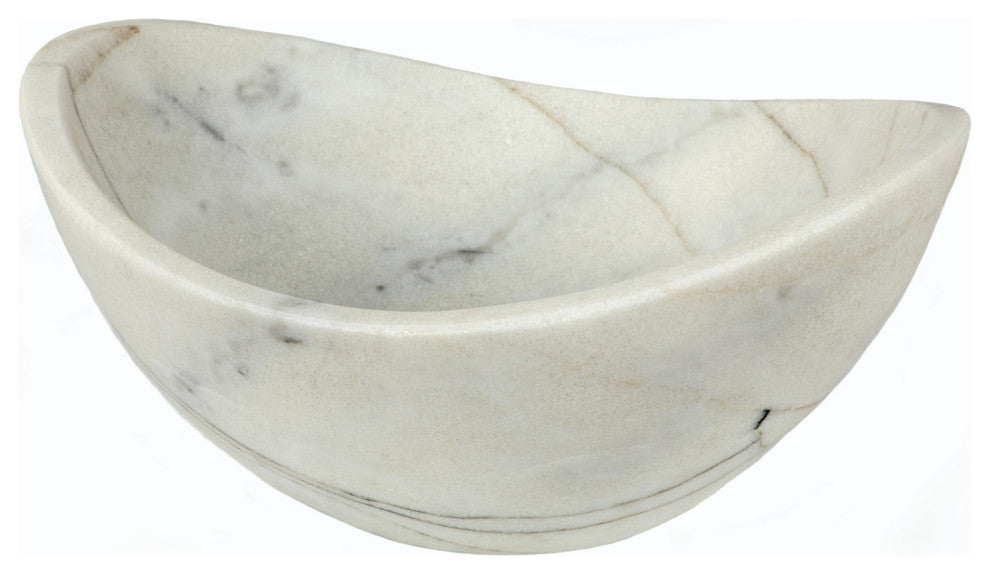 Eden Bath EB_S043GW-H Small Canoe White Marble Vessel Sink