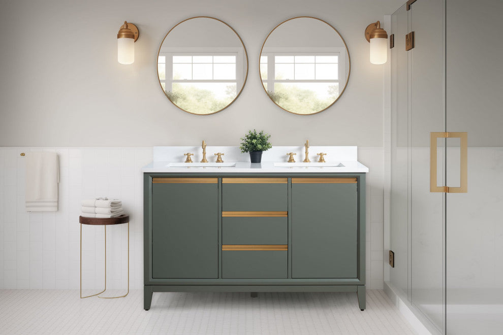 Vanity Art Bathroom Vanity With Sink, Vintage Green, 54" Double