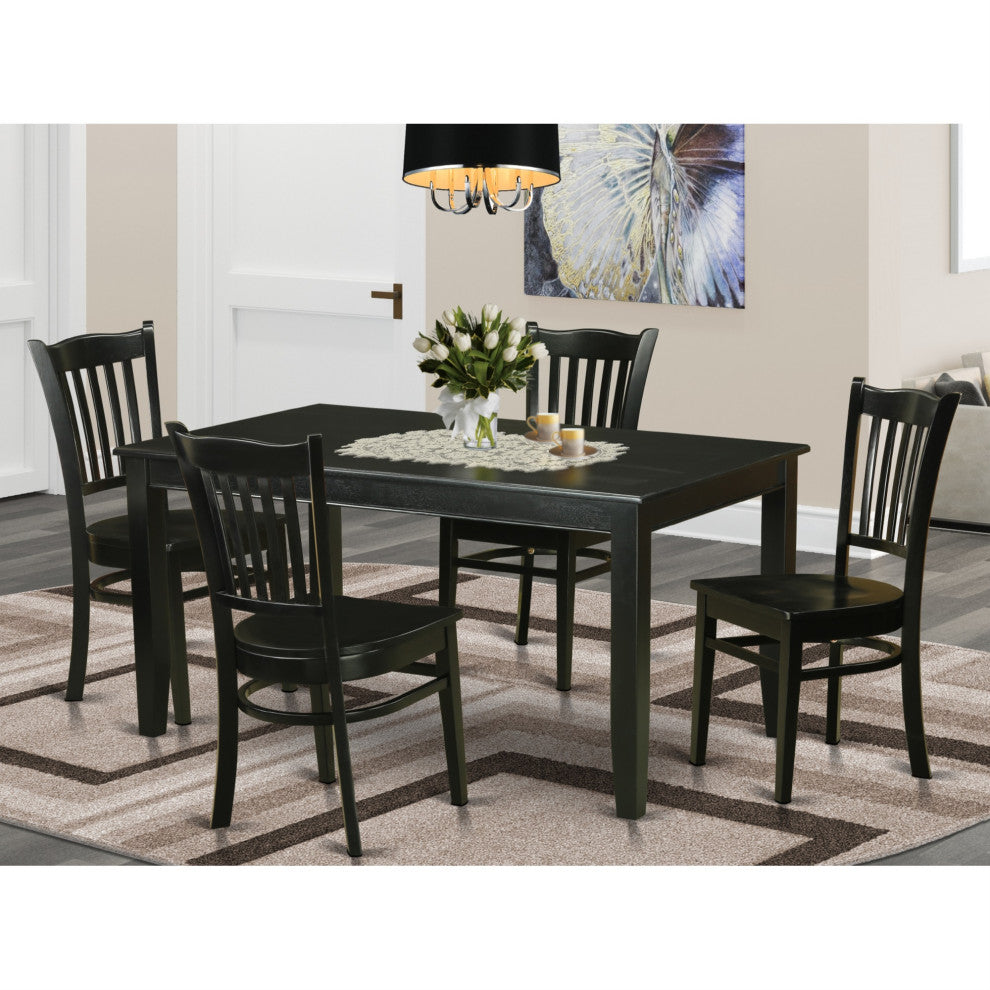 Dugr5-Blk-W 5-Piece Dining Room Set Dinette Table And 4 Kitchen Dining Chairs