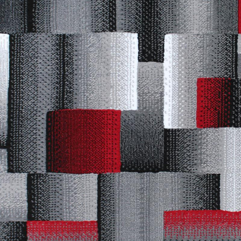 Elio Collection Color Blocked Area Rug, Red, 2' X 3'