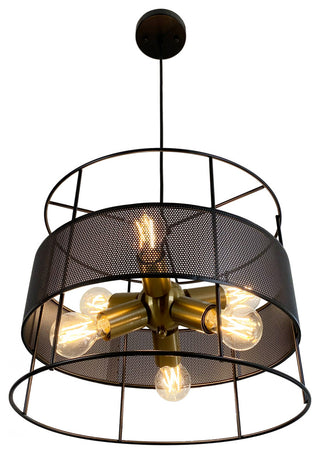 Nicte 6 Light Brass and Black Cage Chandelier