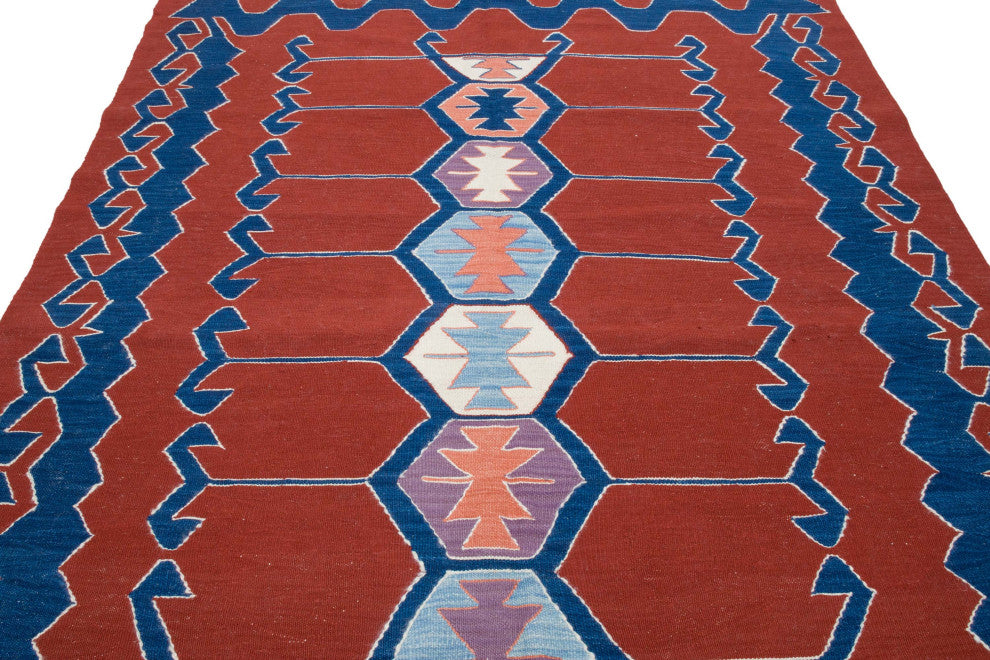 New Handwoven Turkish Kilim Rug 6' x 7' 10", 72 in. x 94 in.