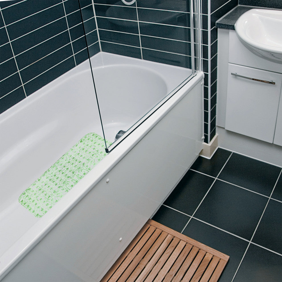 Cobweb PVC Shower Mat With Suction Cups, Green, Covers 2.6 sq ft