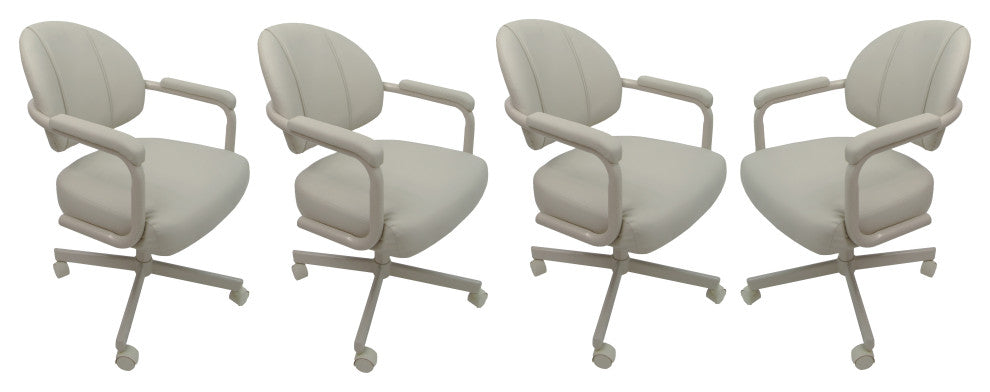 Set of 4, M-70 Swivel Tilt Dining Caster Chairs, Ocean Beige Vinyl on Beige Chairs
