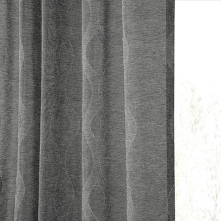 Vega Patterned Linen Sheer Curtain, Vega Charcoal, 50"x108"
