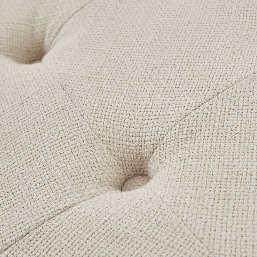 Martha Stewart Country Style Round Ottoman With Bottom Shelf, Cream