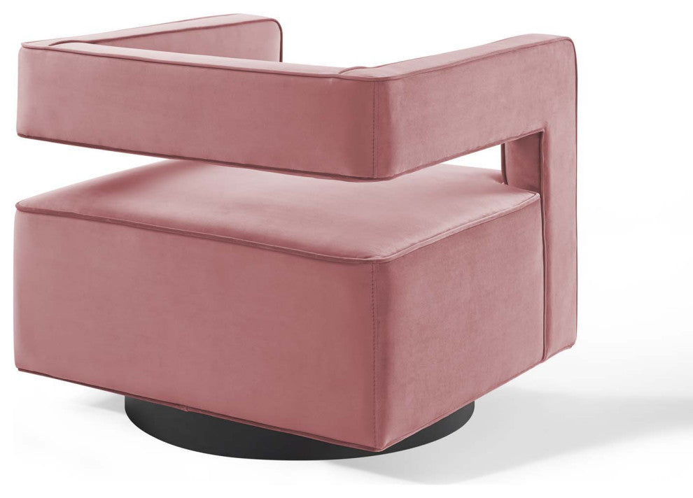 Booth Performance Velvet Swivel Armchair - Dusty Rose