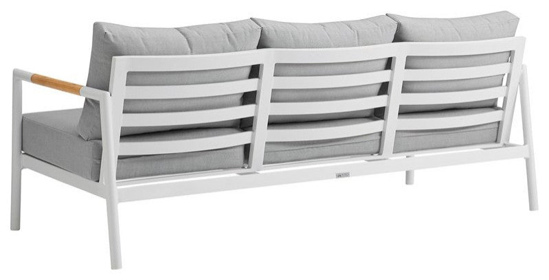 Crown 4-Piece White Aluminum and Teak Outdoor Seating Set