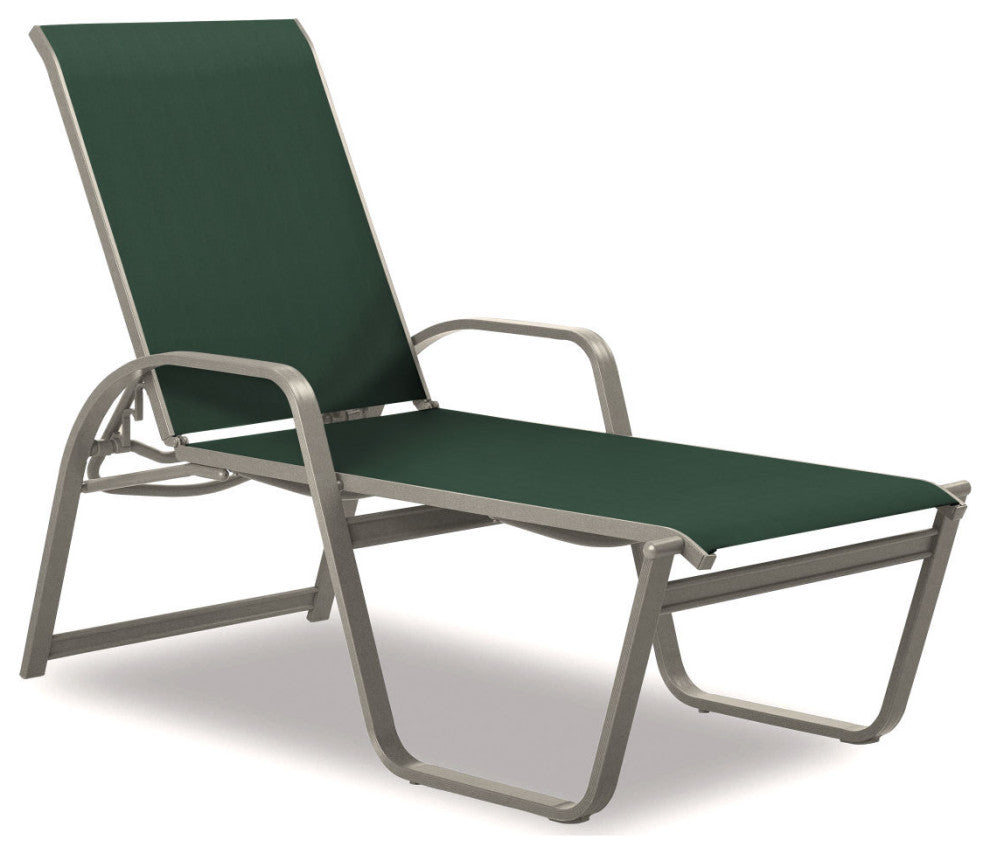 Aruba II 4-Position High Bed Chaise, Textured Warm Gray, Forest Green