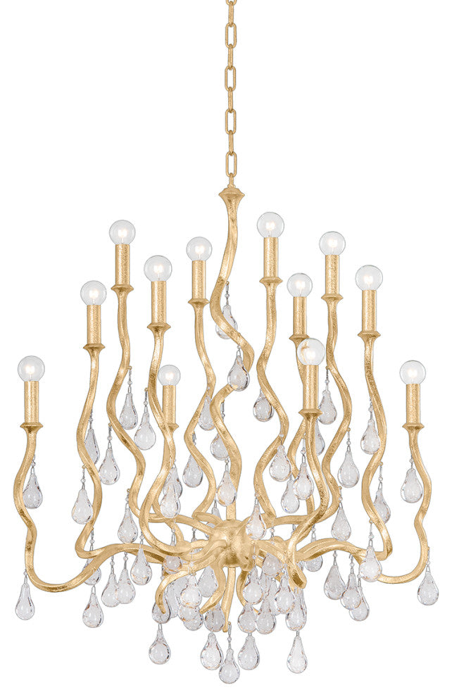 Aveline 12-Light Chandelier, Gold Leaf