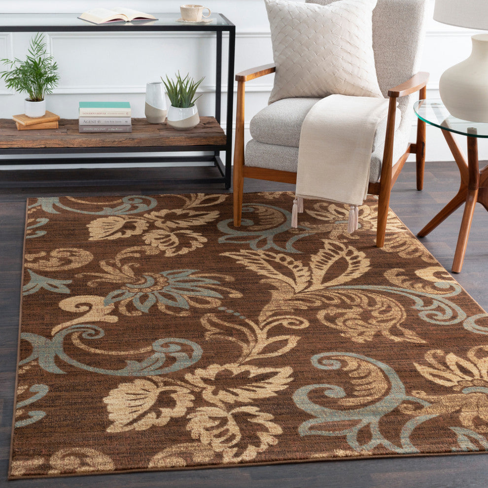 Surya Riley RLY-5022 6'7"x9'6" Rug, Dark Brown/Pear/Medium Gray/Black/Tan/Camel