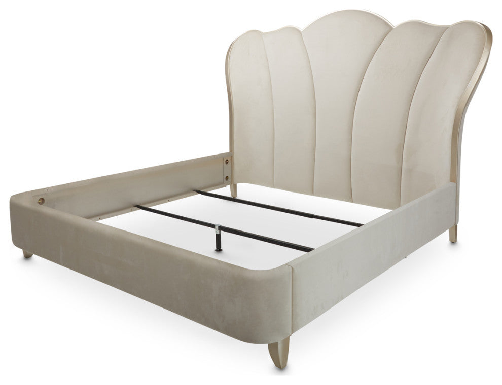 Villa Cherie Queen Channel Tufted Velvet Bed - Caramel