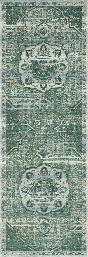 Mika In/out Area Rug by Loloi, Green/Mist, 1'6"x1'6" Sample Swatch