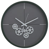 Modern Minimalist 18"D Dark Green Clock With Open Moving Gears