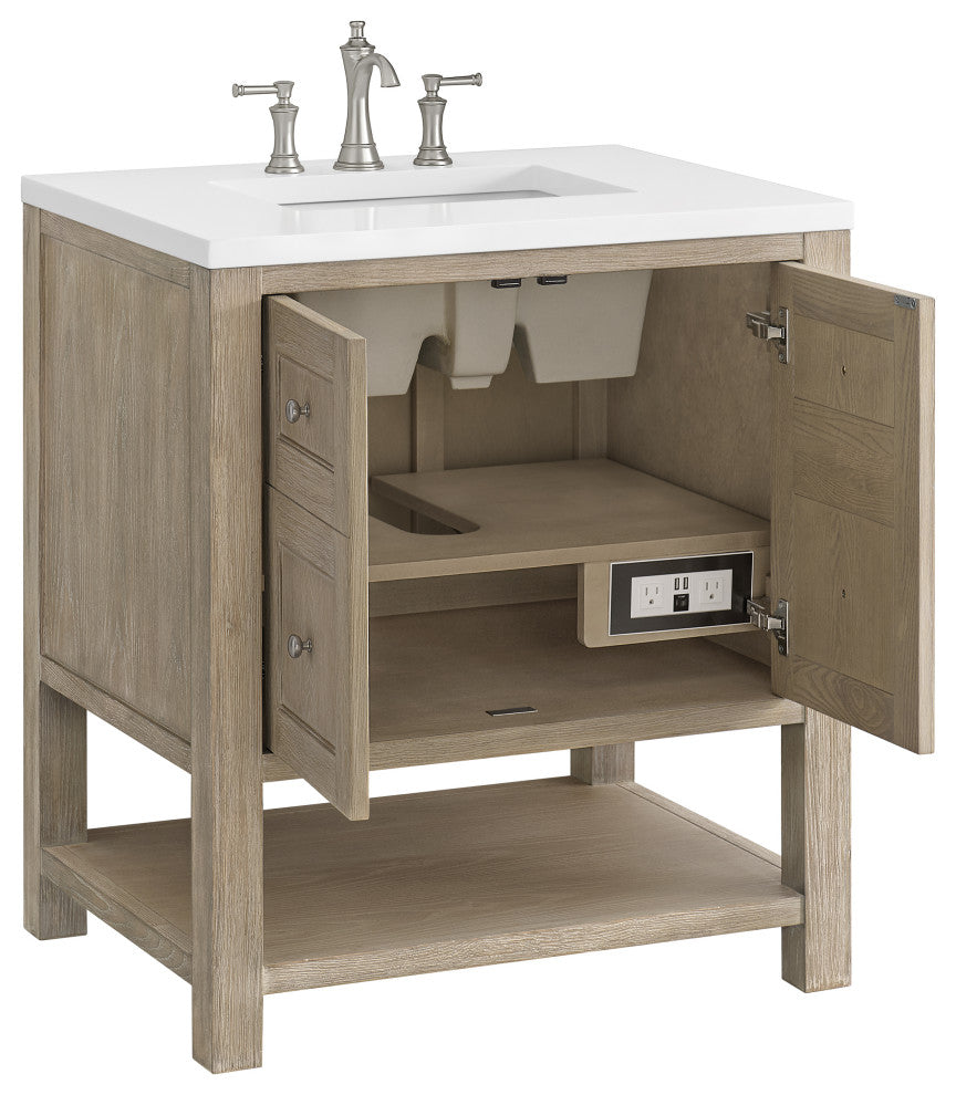 Breckenridge 30" Single Vanity, Oak, 3 CM White Zeus Top