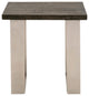 Square Shaped Oak Wood End Table Charcoal Oak Brown