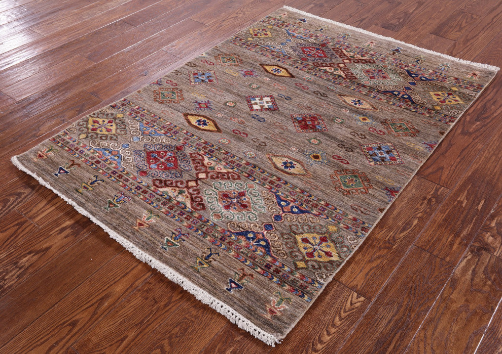 Khorjin Super Kazak Handmade Wool Rug 3' 7" X 5' 2" Q10031