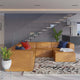 Sectional Sofa Set, Faux Vegan Leather, Tan, Modern, Living Lounge Hospitality
