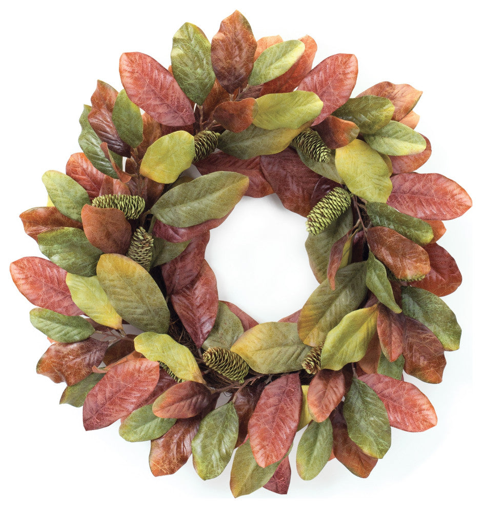 Fall Magnolia Leaf Wreath 26"D