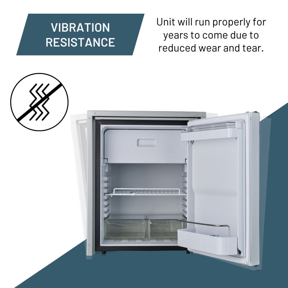 Equator 2.8cu.ft. Brushed Stainless 12V/DC RV Built-in Refrigerator w/Compressor