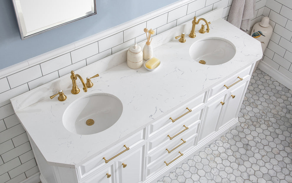 72" Palace Collection With Hardware, Satin Brass Finish, Pure White, F2-0012 Fau