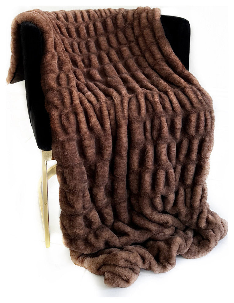 Plutus Brown Plush Pelt Faux Fur Luxury Throw Blanket, Throw 60"W x 96"L