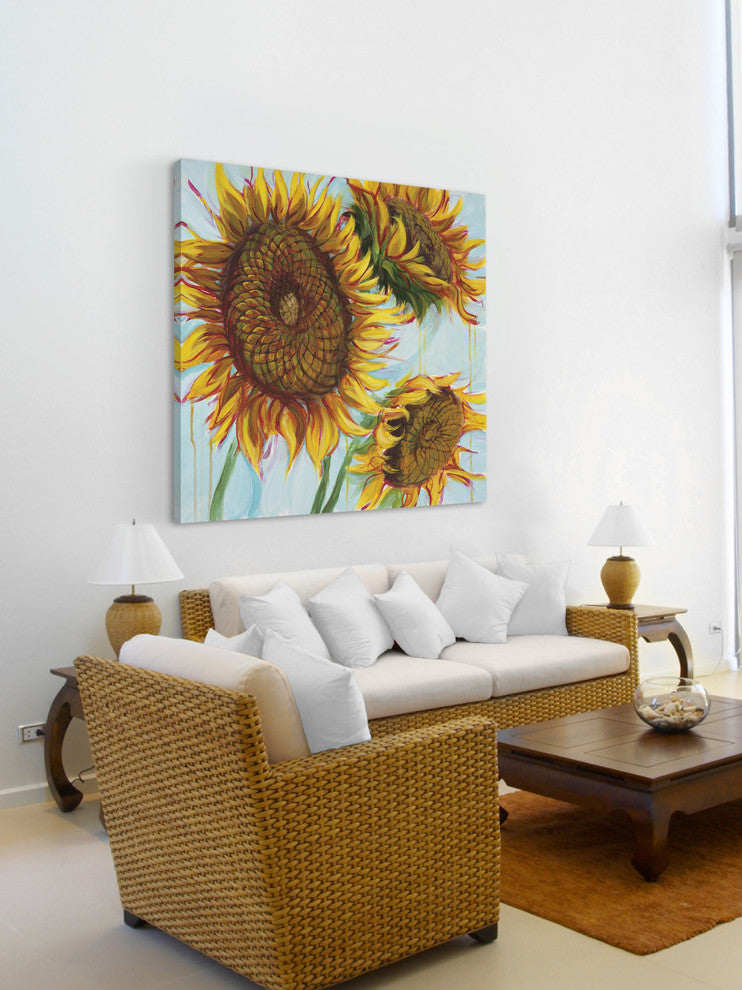 "Sunflower Love I" by Julie Joy Painting Print Wrapped Canvas, 24x24