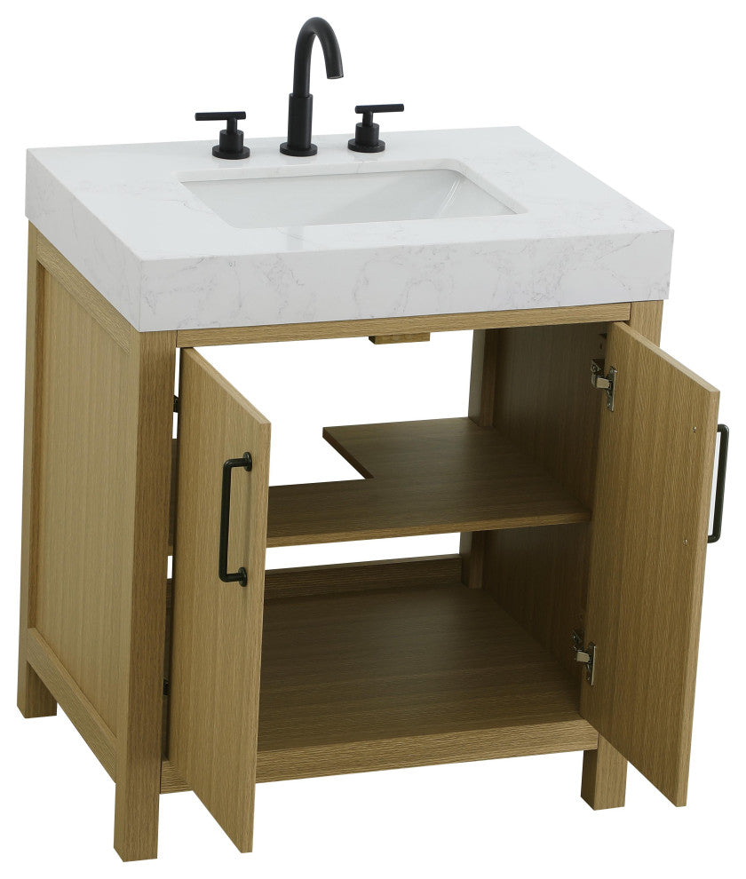 Home Living 30" Single Bathroom Vanity, Honey Brown